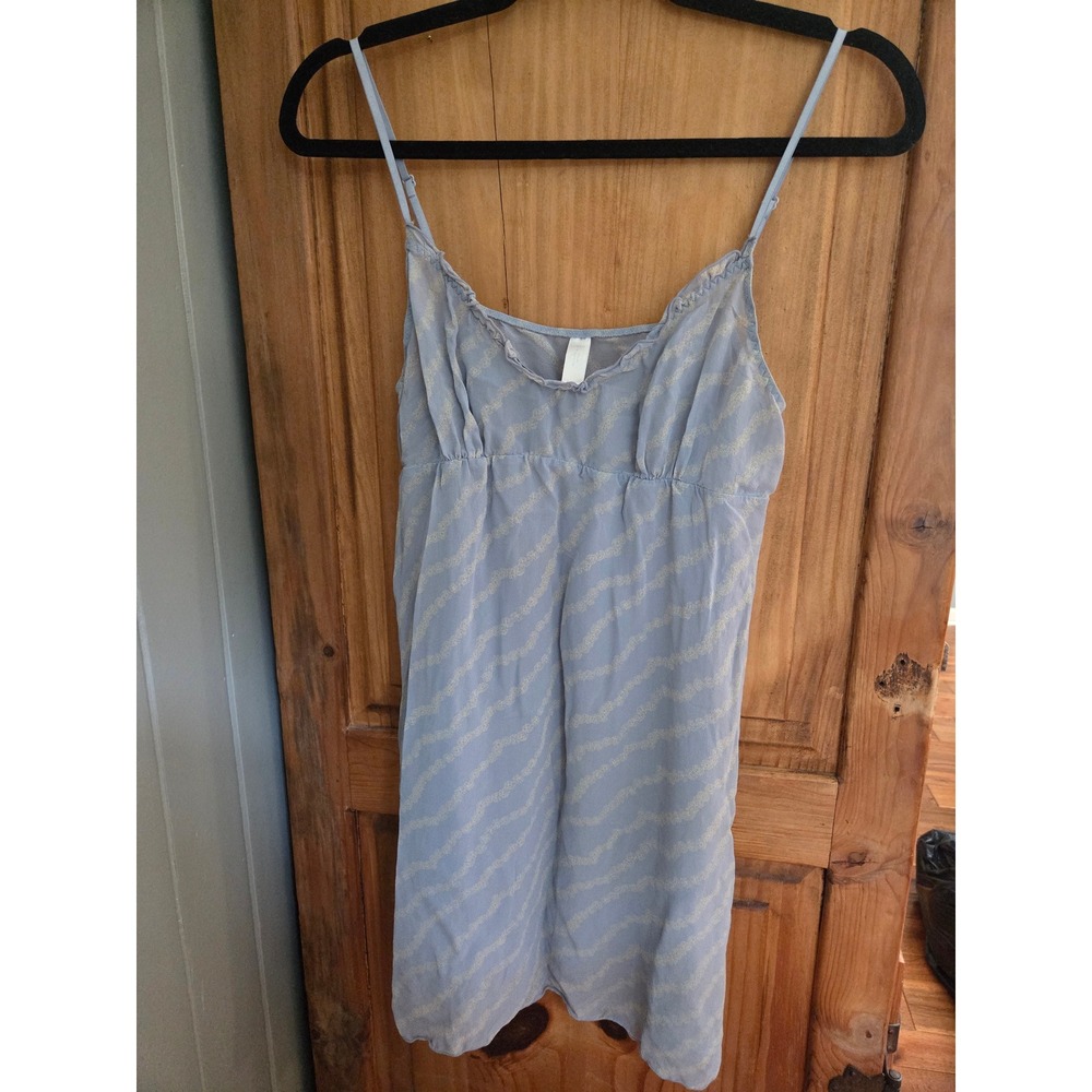 J Crew 100% Silk Slip Dress Light Blue Floral Print Camisole Mini Size L